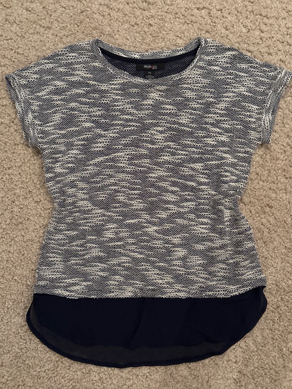 Style & Co. Petite Women’s Layered Textured Knit Short Sleeve T-Shirt Size PS